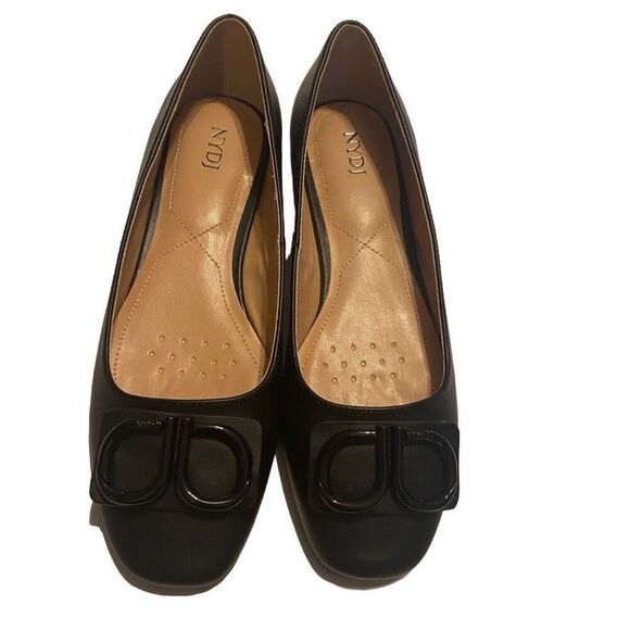 NYDJ Women’s Faiza Nappa Leather Black Metal Bit Slip On Shoes Size 6.5 SEE DESC - Picture 2 of 12